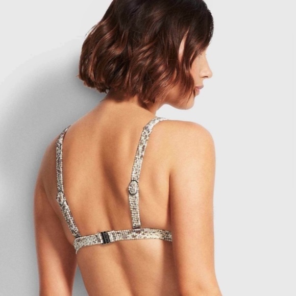 NWT Seafolly Serpetine Snakeskin Print Longline Triangle Bikini Top - Picture 3 of 6
